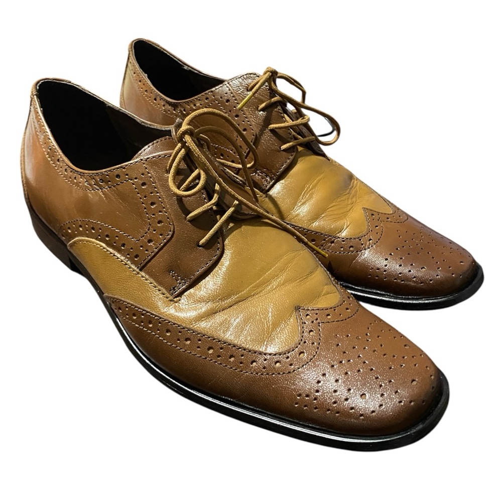 Stacy Adams Dress Shoes Men’s Size 9M Brown Wing Tip Lace Up Oxford Shoes